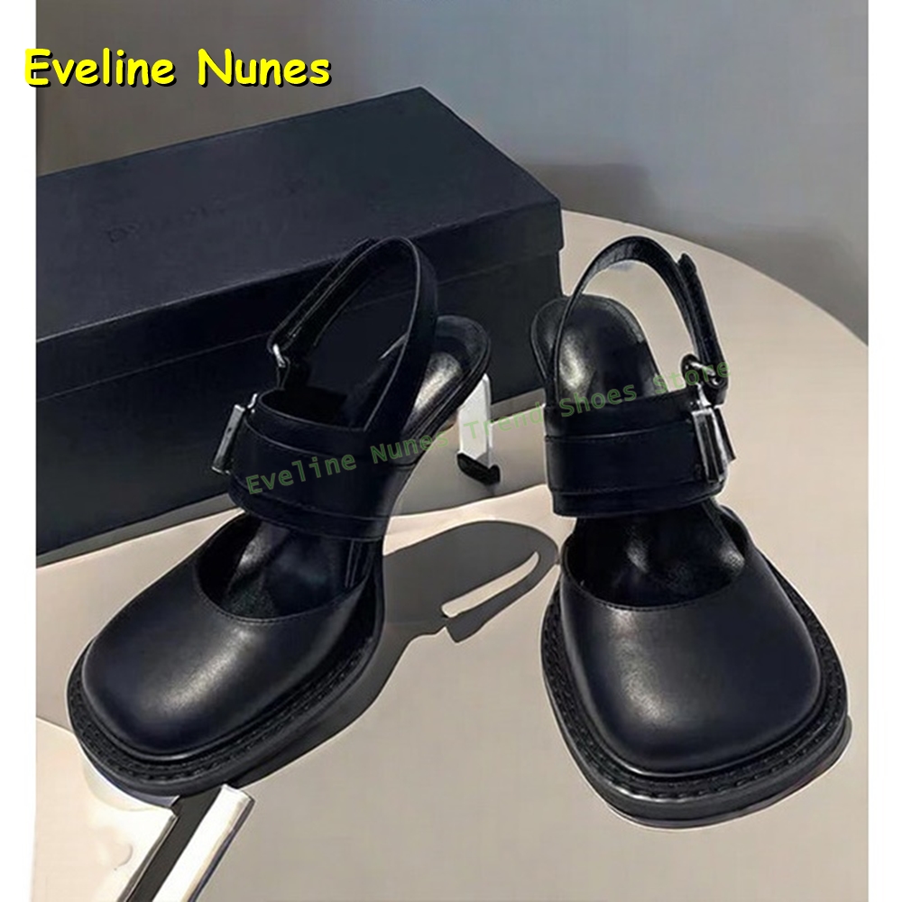 Women'S Fashion Sandals - Женские черные босоножки-мюли с квадратным носком,