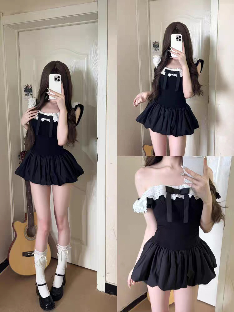 Ruched Dress Mini - Корейский сексуальный комплект из двух предметов: