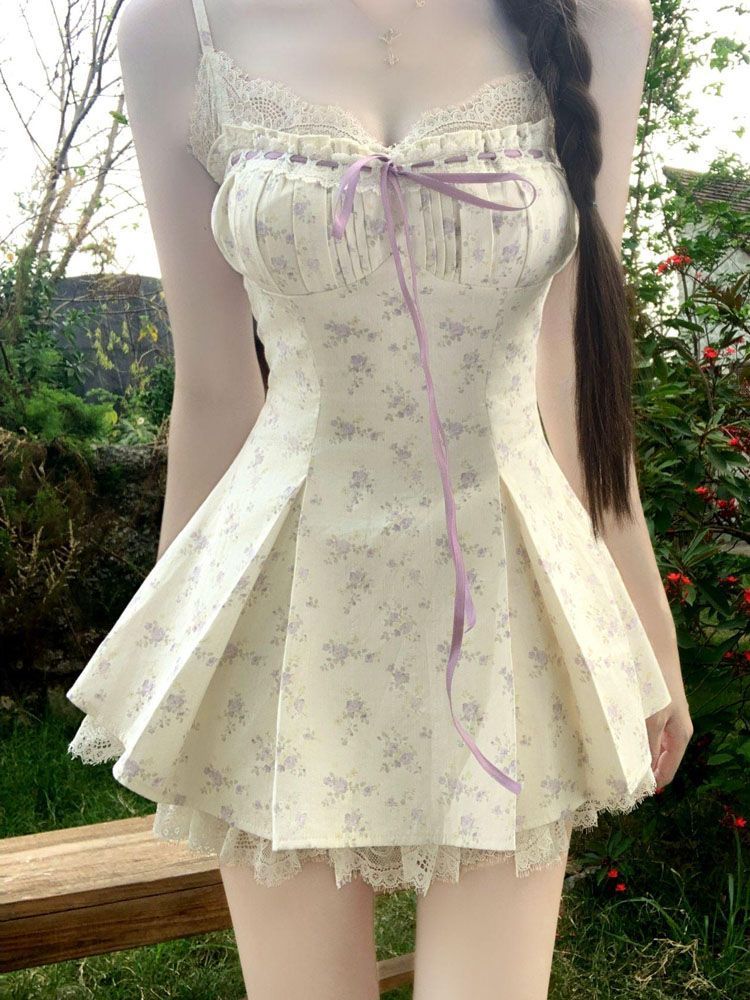 Ruched Dress Mini - Летнее корейское модное платье на бретельках