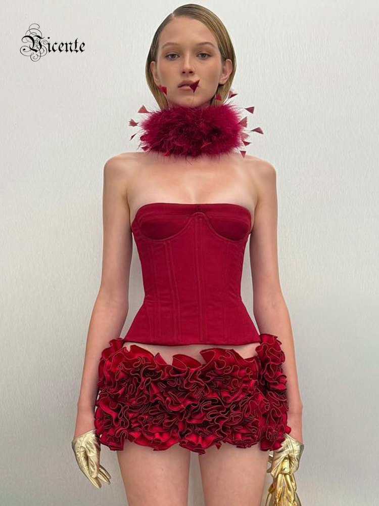 Ruched Dress Mini - Рождественское платье VC, красный структурированный топ