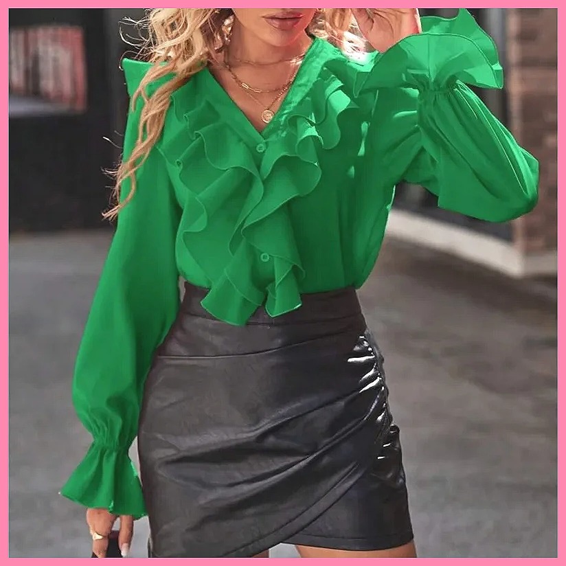 Women'S Fashion Tops - Модная женская блузка с V-образным вырезом