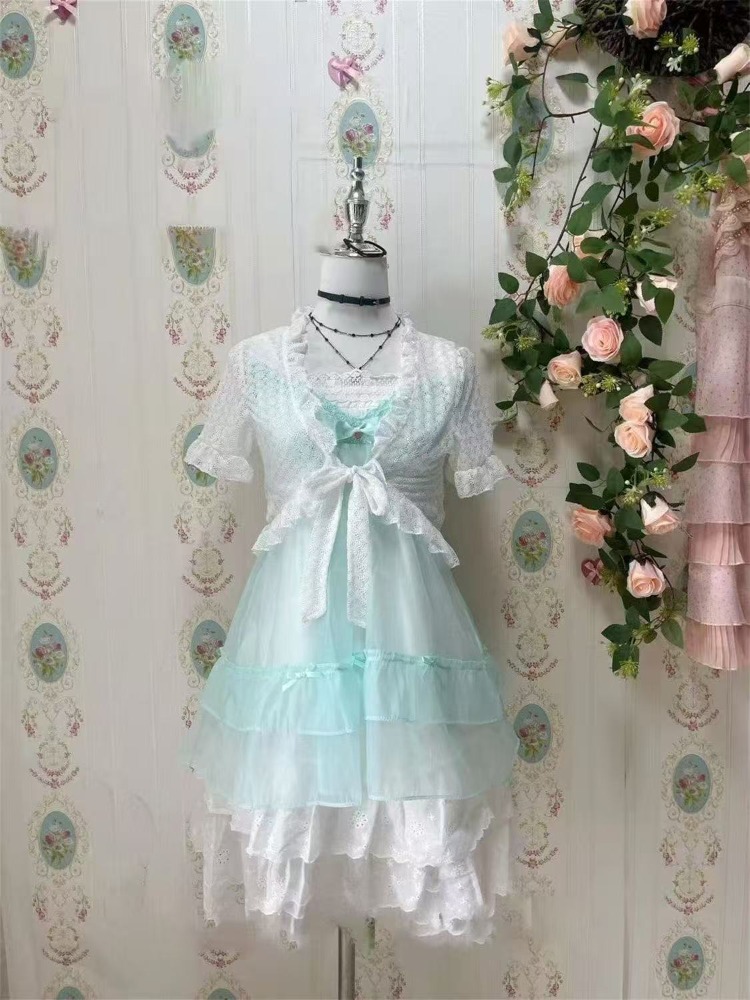 Ruched Dress Mini - Японский кавайный милый комплект из 2