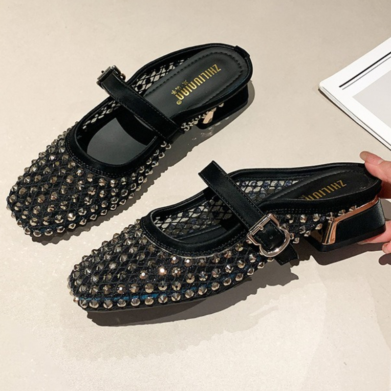 Women'S Fashion Sandals - Сетчатые шлепанцы на массивном каблуке со