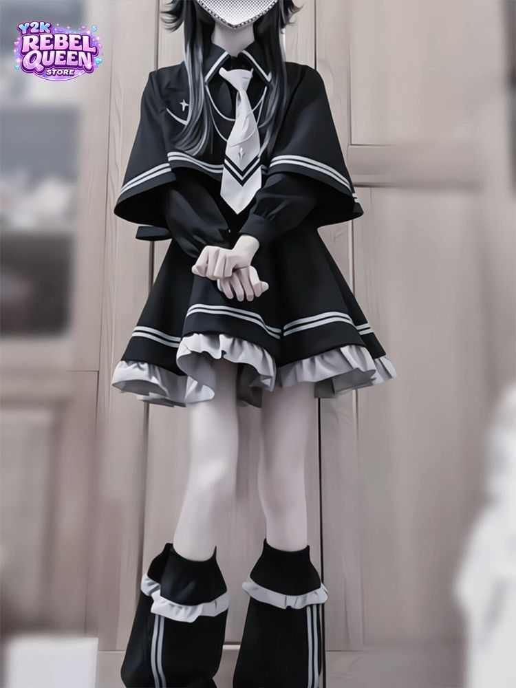 Ruched Dress Mini - Готическое элегантное платье в стиле лолита