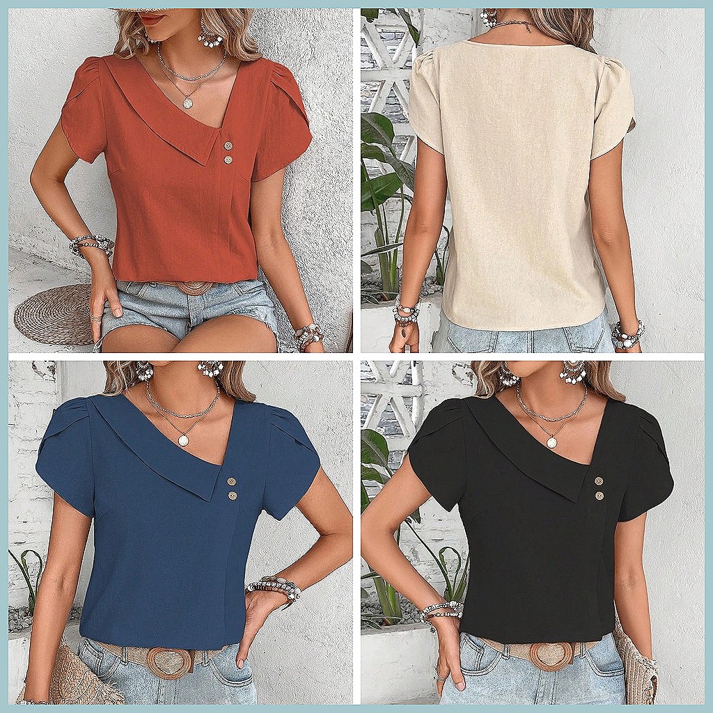 Летняя винтажная однотонная бл – обзор и цена Women'S Fashion Tops